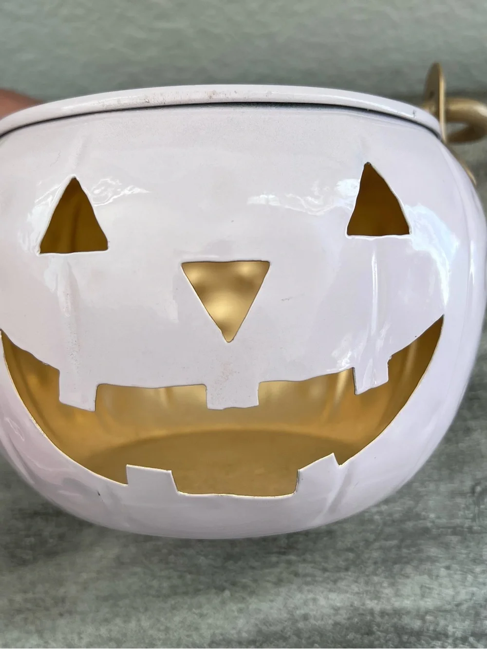 MORTAR & BONE Metal Bucket JACK O LANTERN Pink and Gold